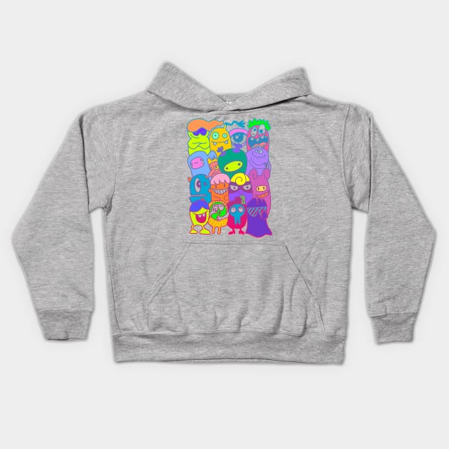 Crazy Monster Party Kids Hoodie by AlondraHanley